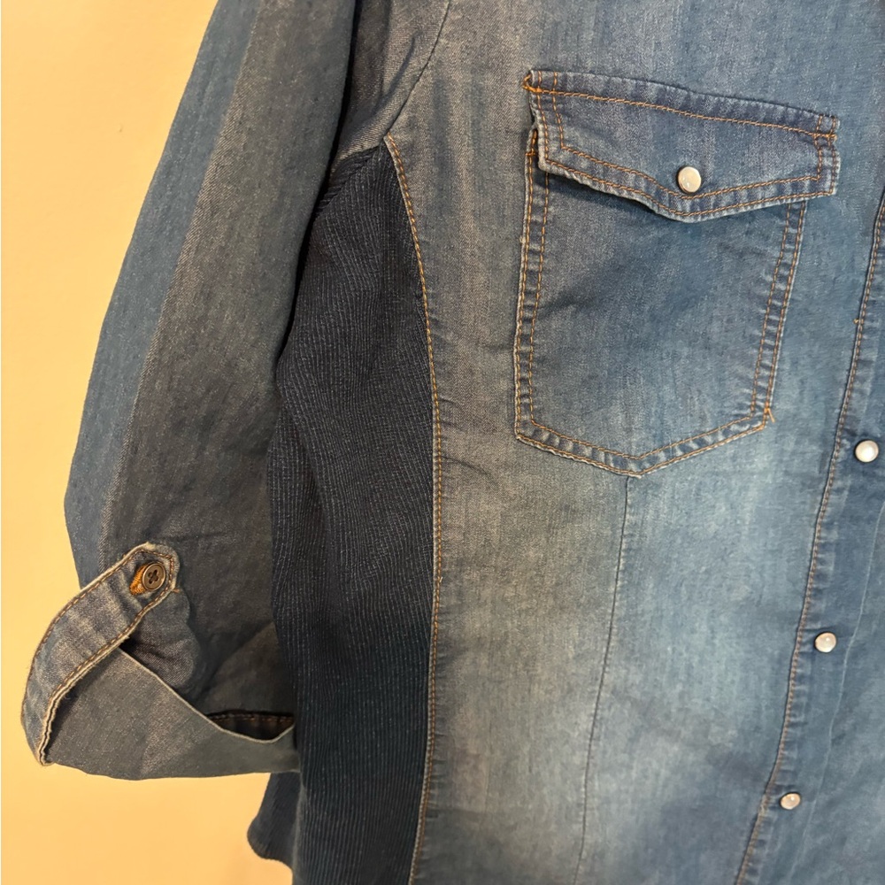 Plus size Denim Button-Up Shirt - Picture 3 of 5